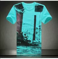 discount t-shirt guess hommes 2013 usa metropolis cyan